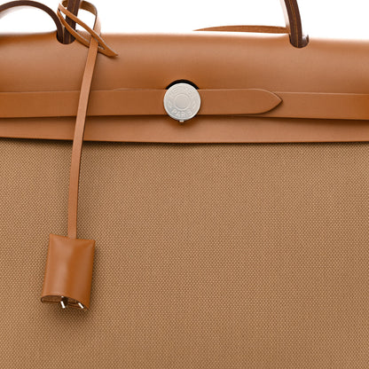 Hermes Military Toile Vache Hunter Herbag Zip Retourne 31 PM Chai Fauve 10 of 12