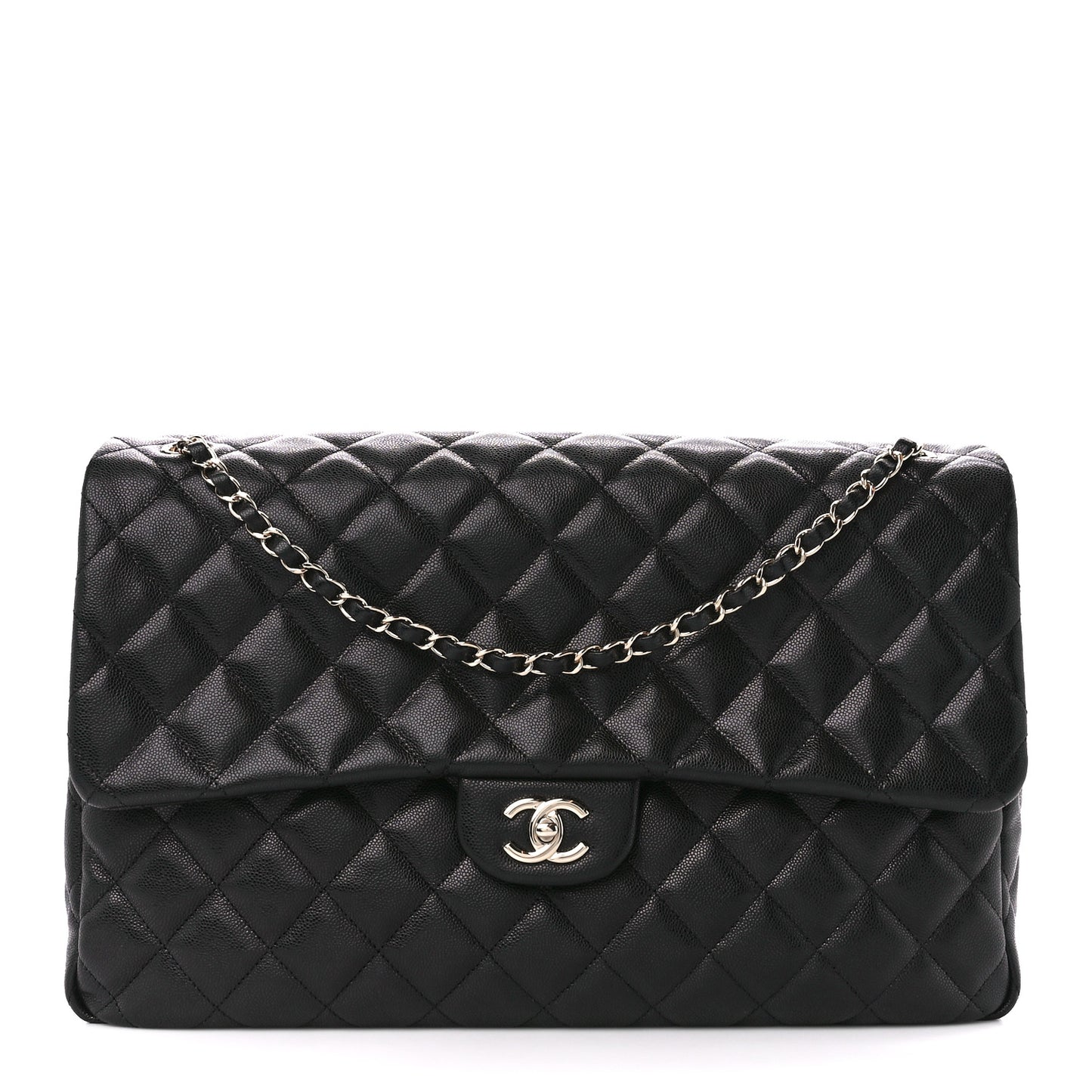 Caviar Quilted XXL Travel Flap Bag Black