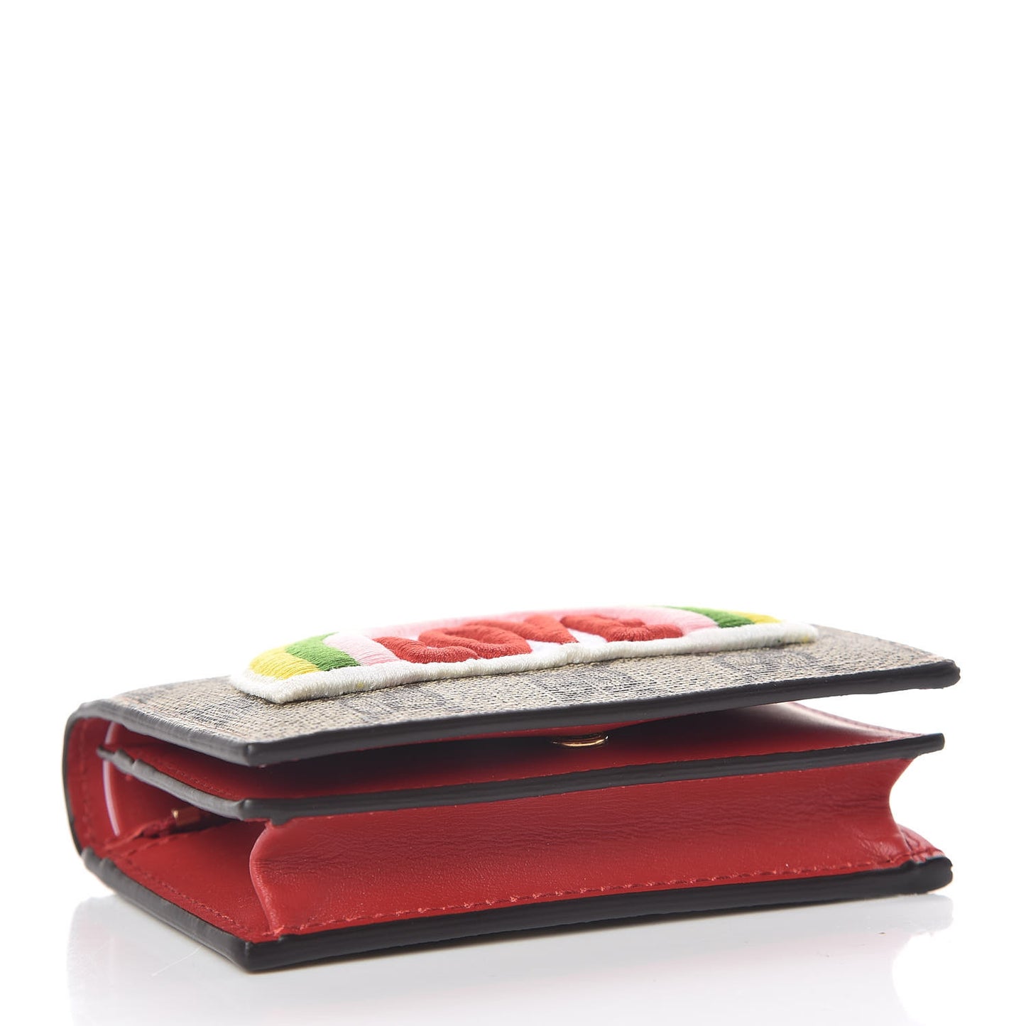 Soft GG Supreme Monogram Rainbow Embroidered Card Case Wallet