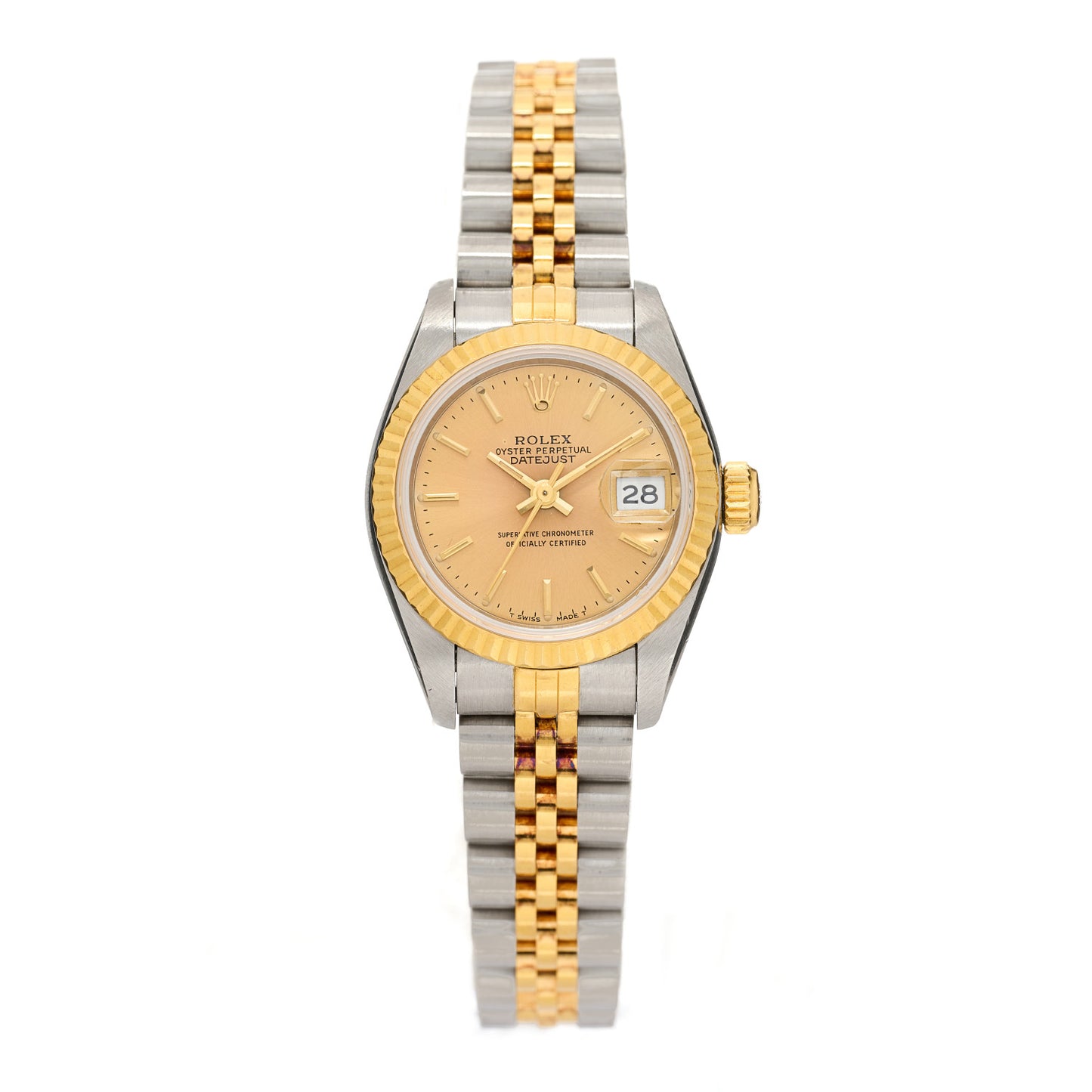 Stainless Steel 18K Yellow Gold 26mm Oyster Perpetual Datejust Watch Champagne 69173