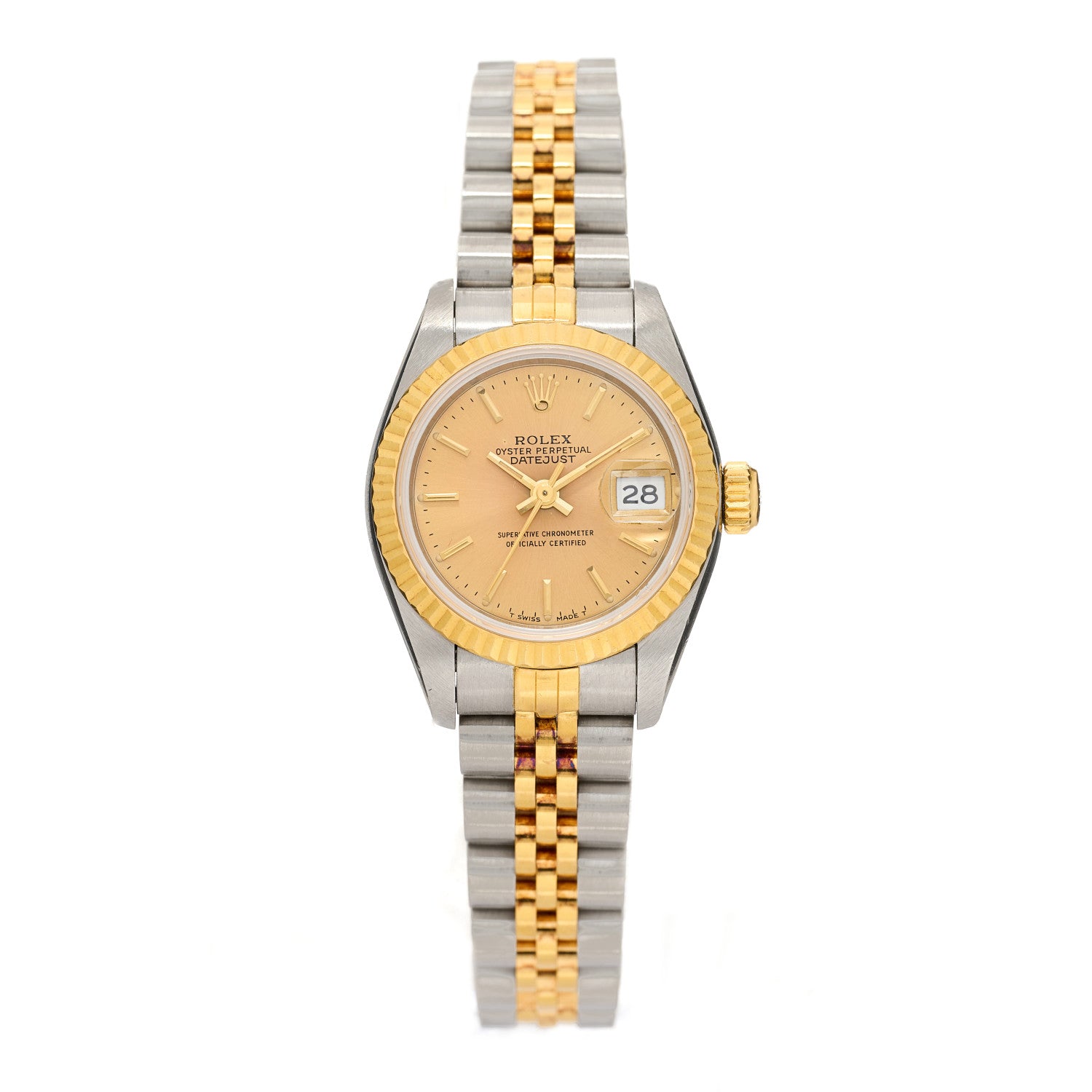 Rolex Stainless Steel 18K Yellow Gold 26mm Oyster Perpetual Datejust Watch Champagne 69173 1 of 4