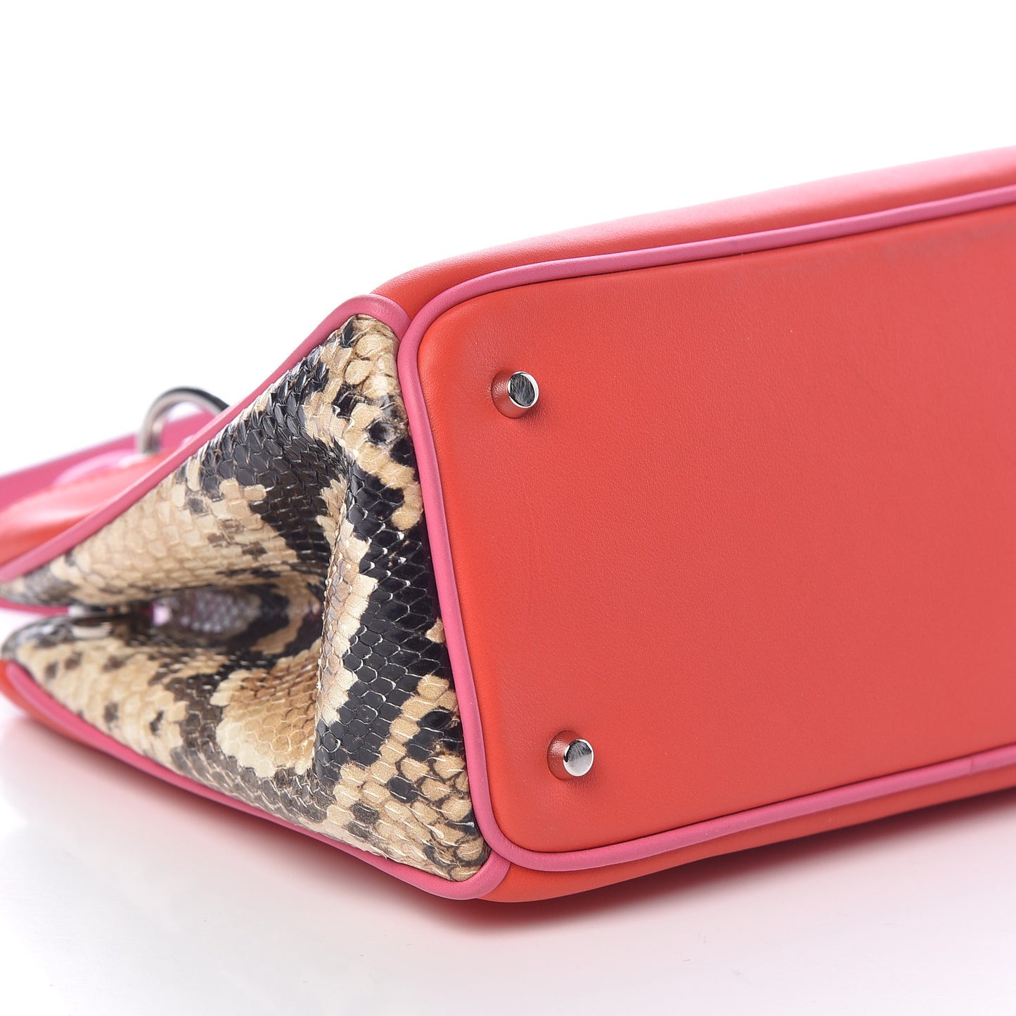 Python Smooth Calfskin Small Diorissimo Tote Pink Red