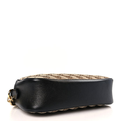 Gucci Monogram Matelasse Diagonal Small GG Marmont Chain Shoulder Bag Beige Black 4 of 9