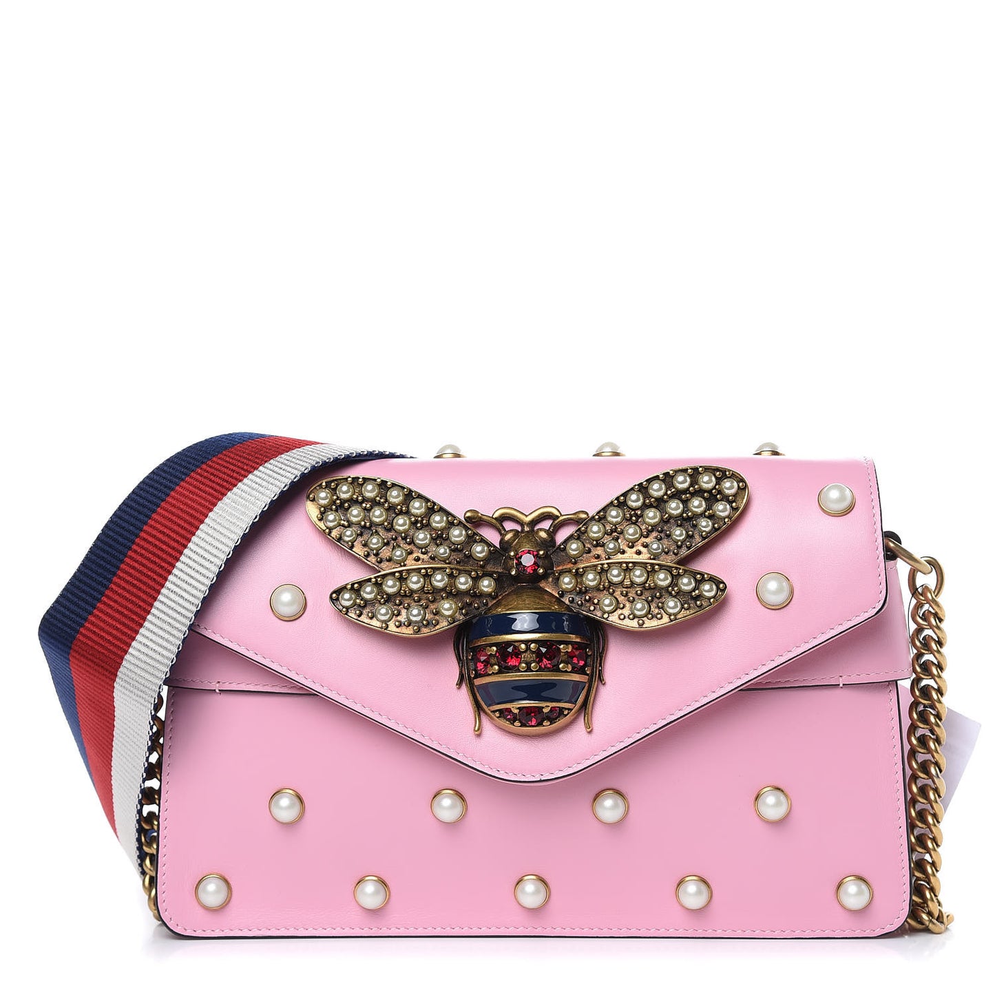 Nappa Pearl Studded Mini Queen Margaret Broadway Shoulder Bag Sugar Pink