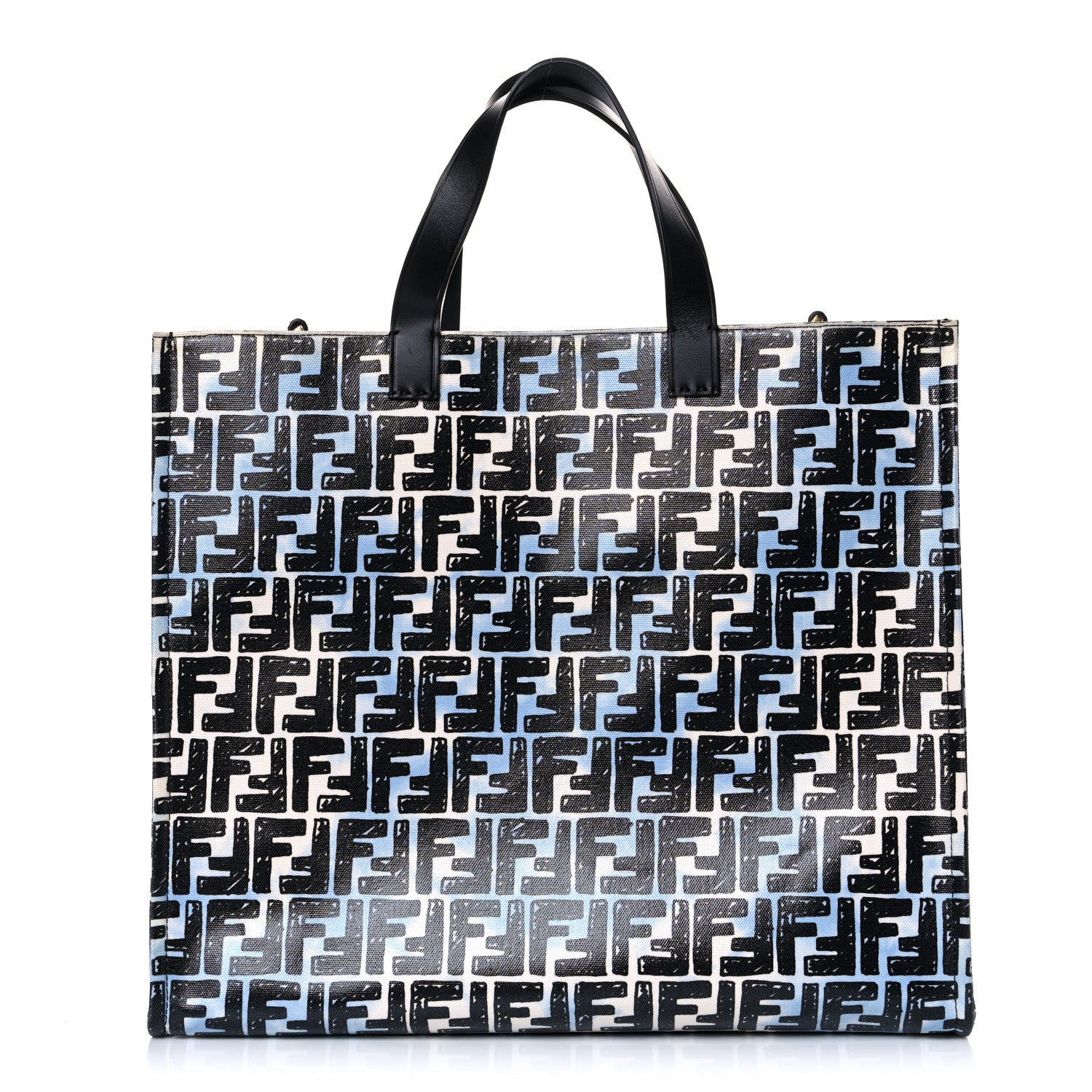Fendi X JOSHUA VIDES Coated Canvas FF Cloudy Shopping Tote White Celeste Black 1 of 20