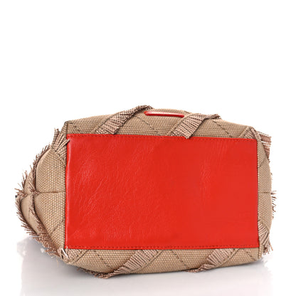 Jimmy Choo Raffia Snakeskin Print Fringed Bucket Bag Orange 4 of 10