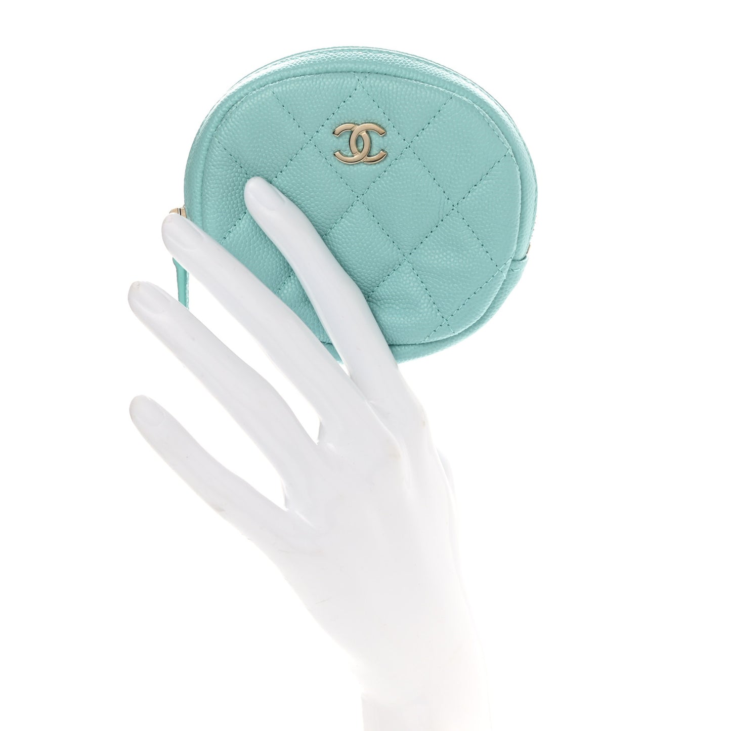 Caviar Quilted Zip Around Classic Coin Purse Light Blue