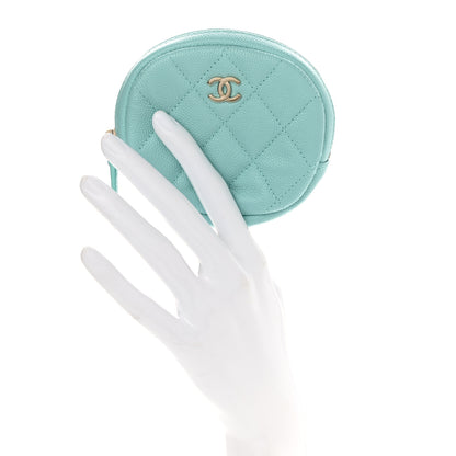 Chanel Caviar Quilted Zip Around Classic Coin Purse Light Blue 2 of 8
