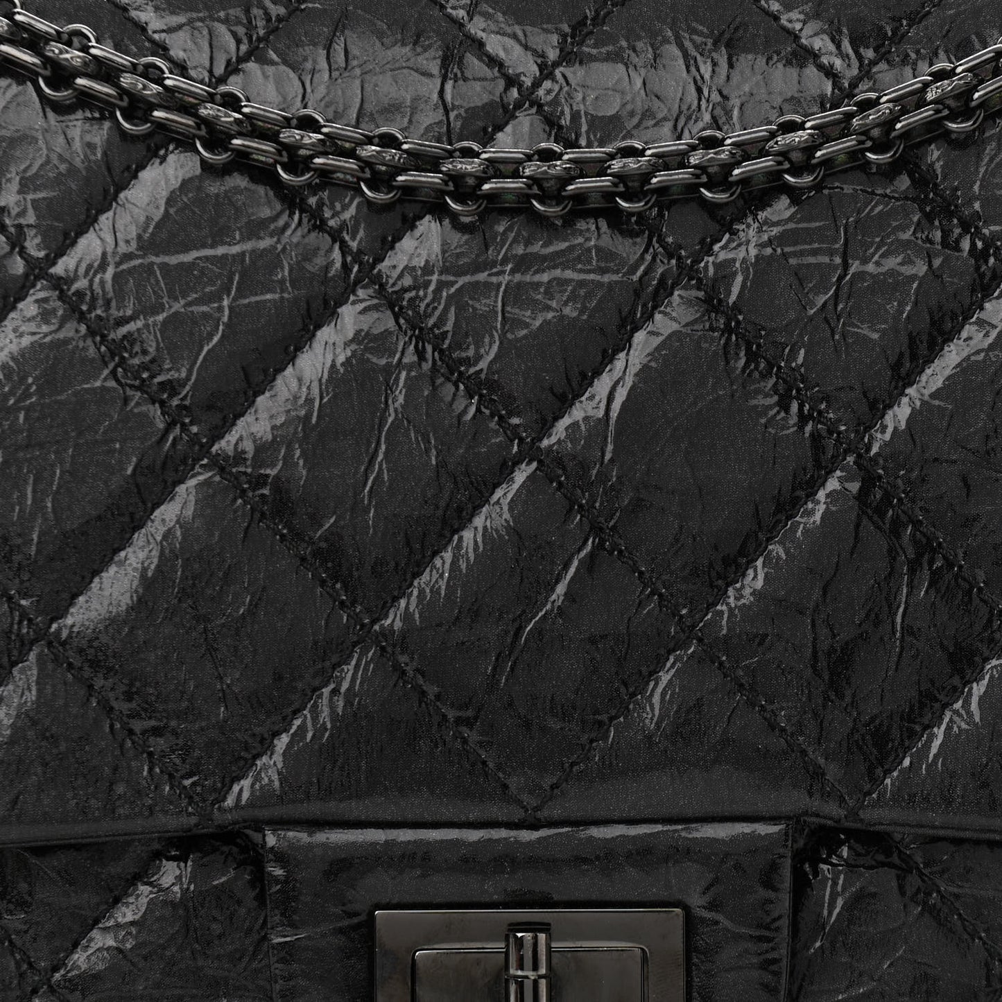 Glazed Aged Calfskin Quilted 2.55 Reissue 227 Flap Black