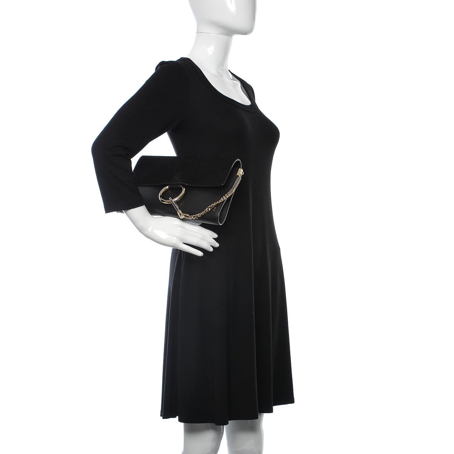 Suede Calfskin Faye Clutch Black