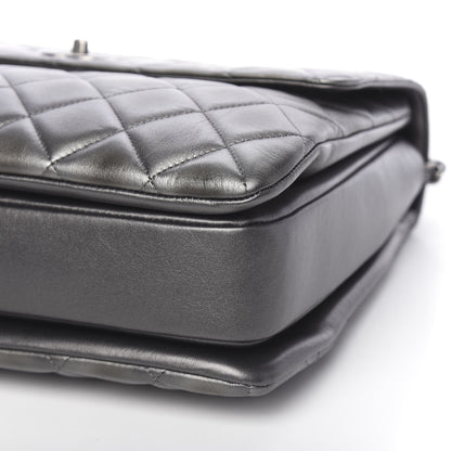 Chanel Metallic Calfskin Quilted Large Trendy CC Flap Dual Handle Bag Dark Silver 9 of 11