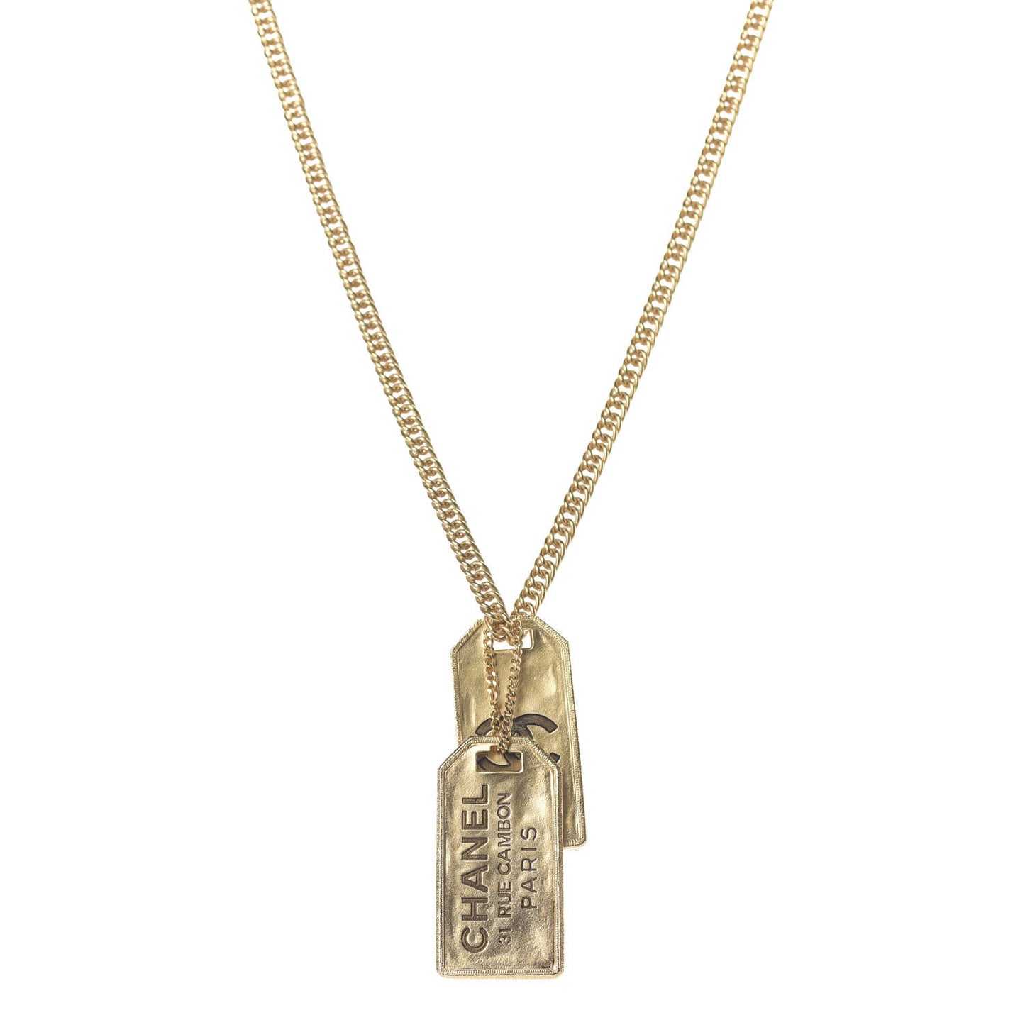 ID Dog Tag Charm Necklace Gold