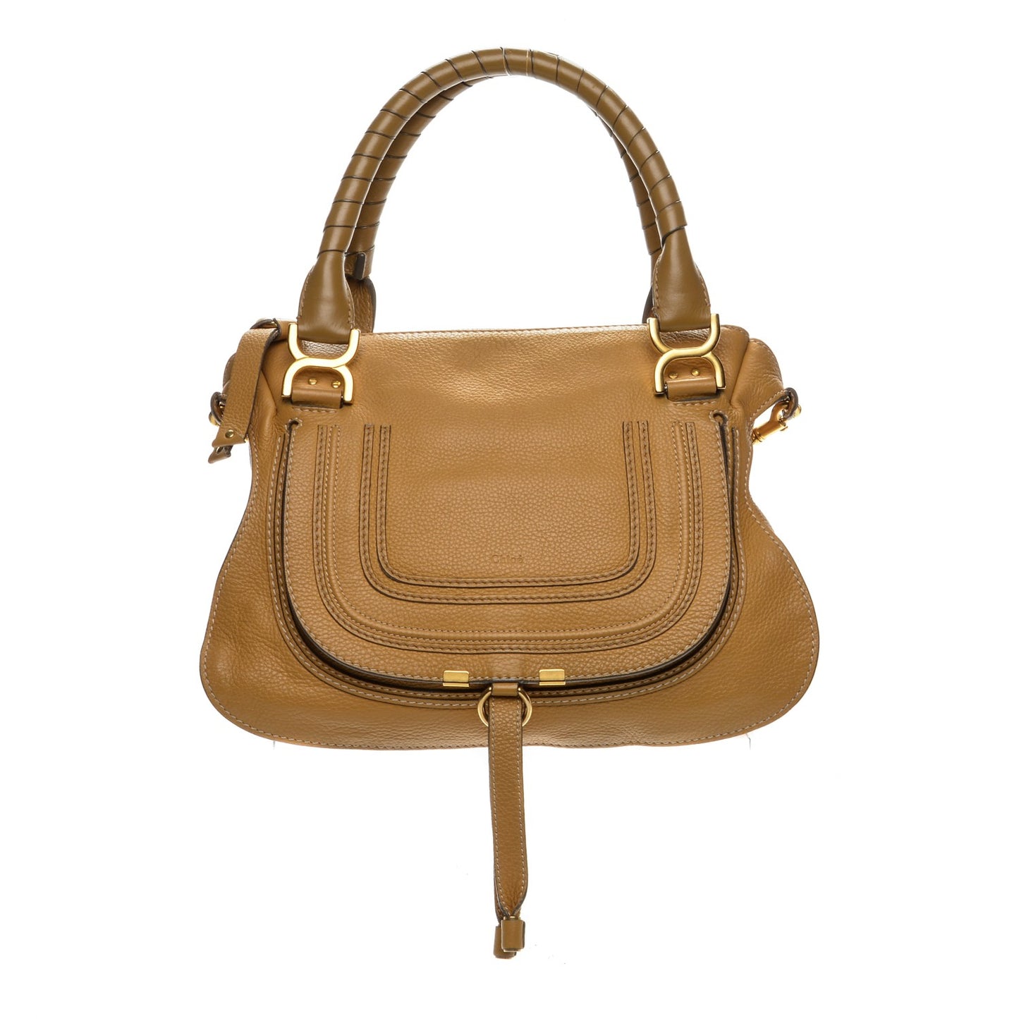 Calfskin Medium Marcie Satchel Sand Shell