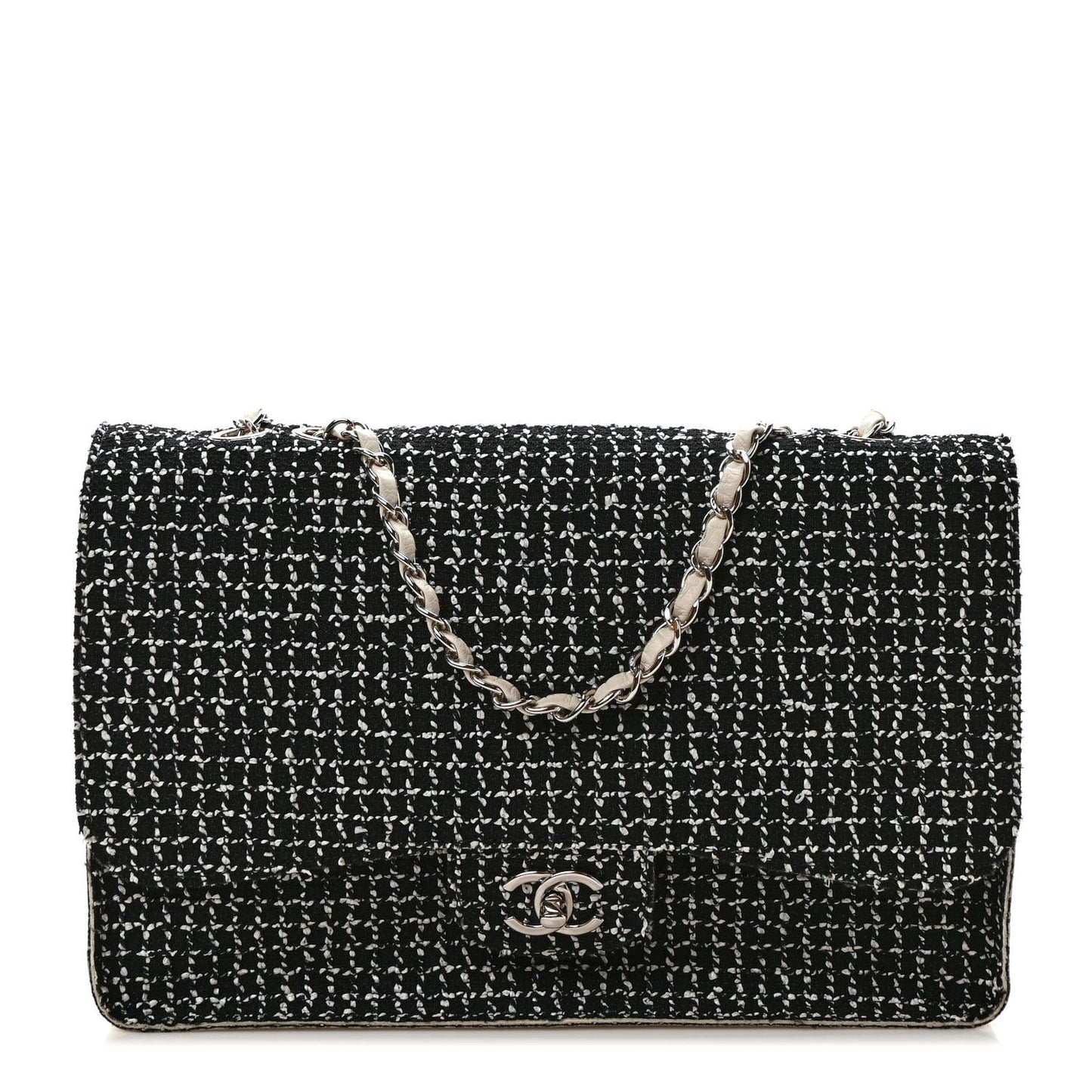 Tweed Jumbo Single Flap Black Ivory