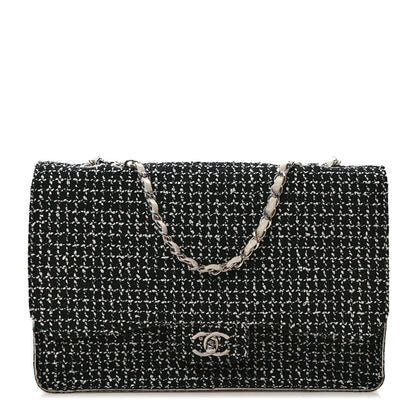 Chanel Tweed Jumbo Single Flap Black Ivory 1 of 9