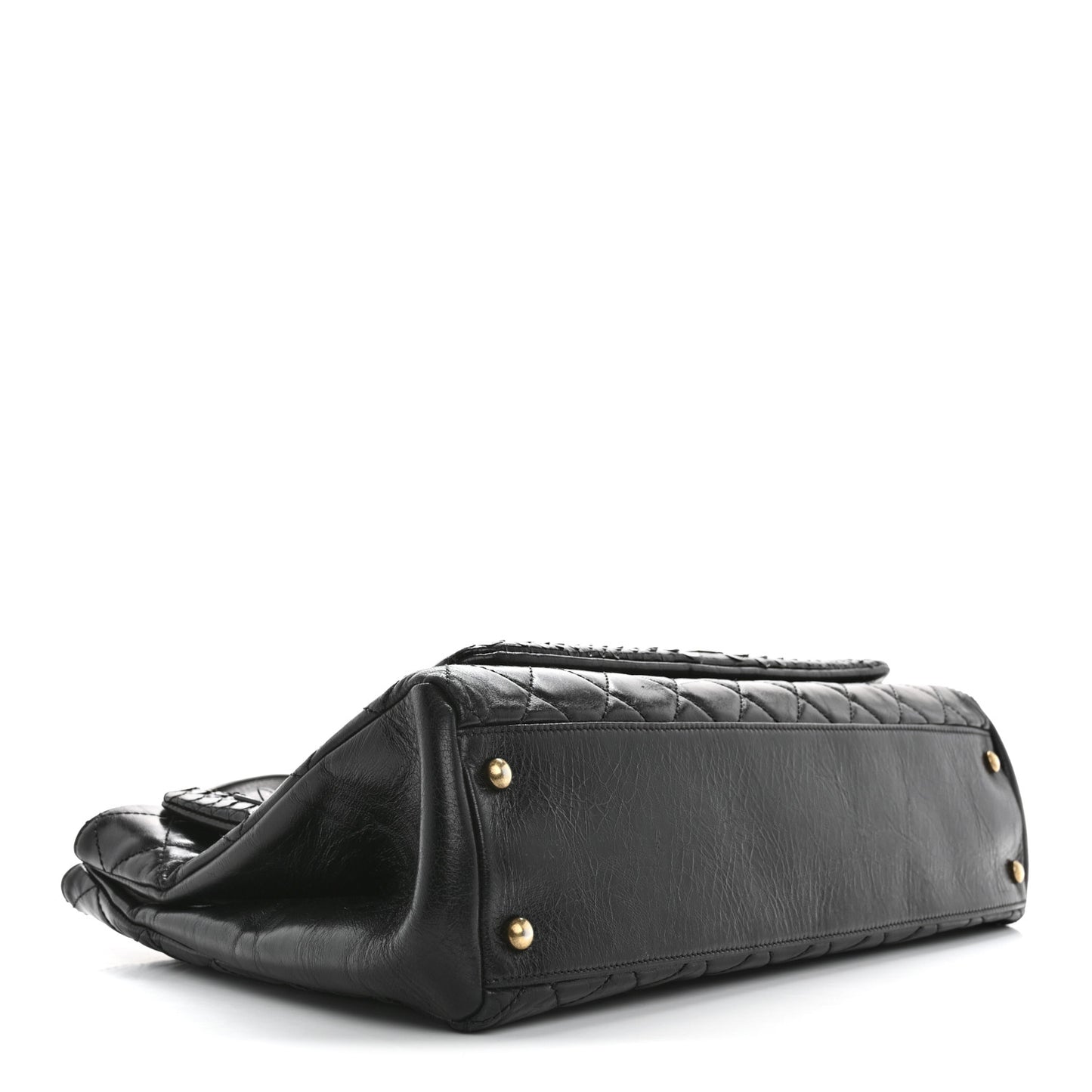 Snakeskin Glazed Calfskin Quilted Urban Mix Tote Black