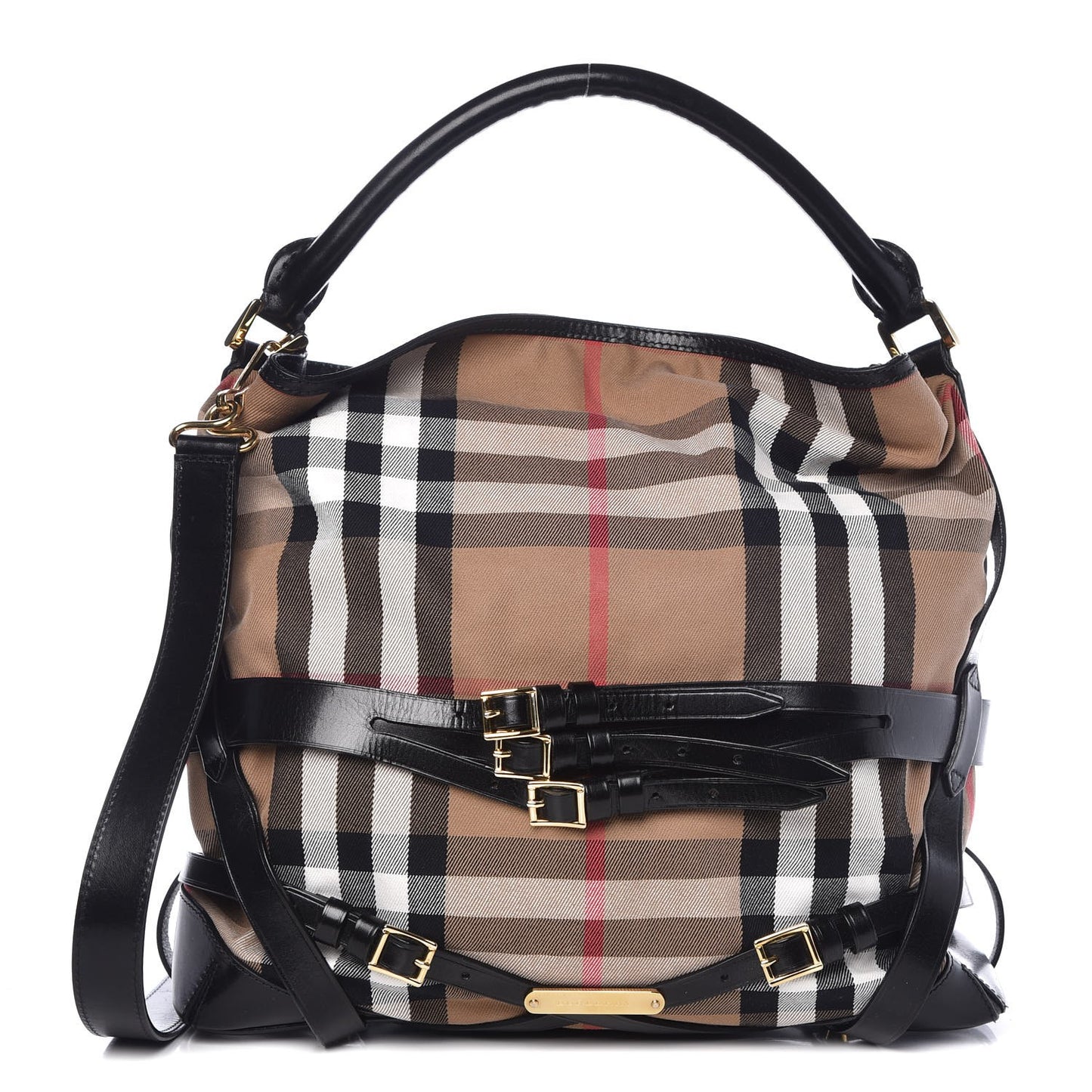 House Check Bridle Calfskin Medium Gosford Hobo Black