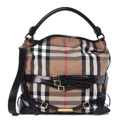 Burberry House Check Bridle Calfskin Medium Gosford Hobo Black 1 of 11