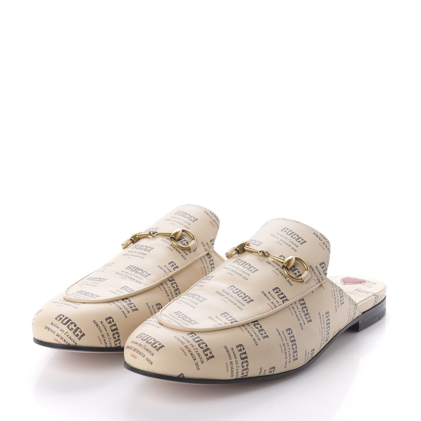 Calfskin Stamp Print Womens Princetown Slippers 40.5 Soy Black