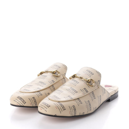 Gucci Calfskin Stamp Print Womens Princetown Slippers 40.5 Soy Black 3 of 8