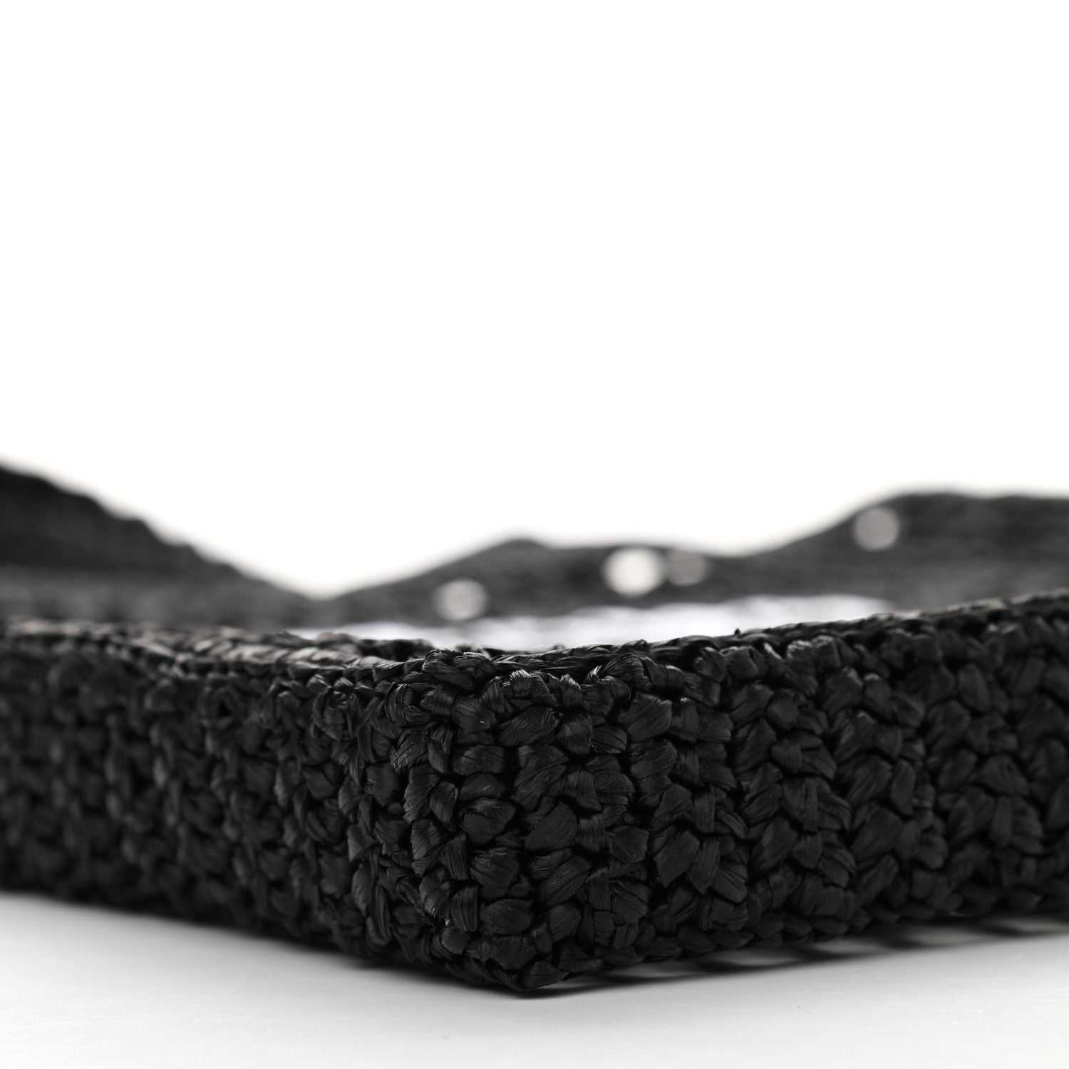 Prada Yarn Raffia Effect Crochet Logo Embroidered Tote Bag Black 8 of 10