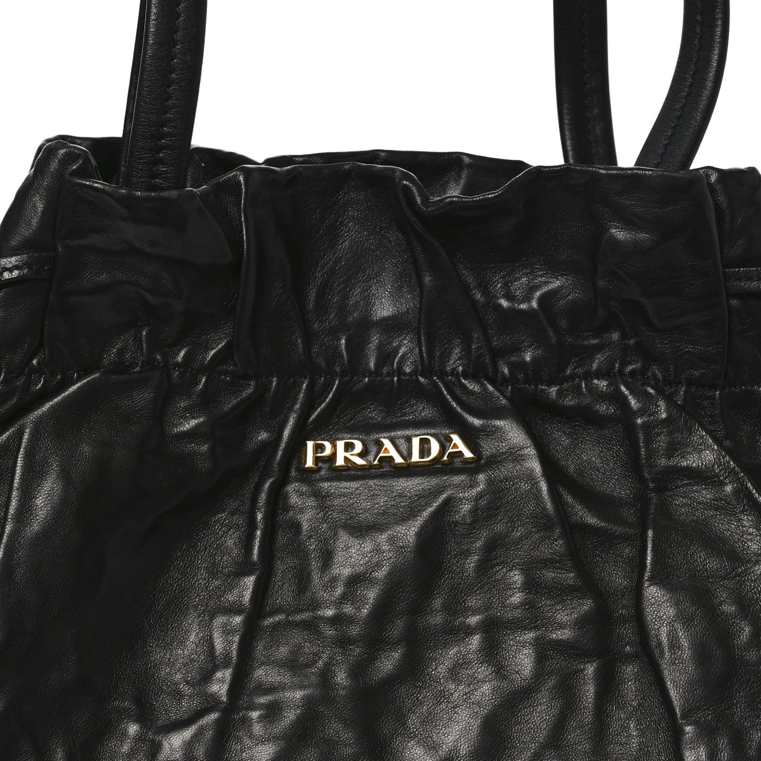 Prada Nappa Antique Drawstring Tote Black 7 of 9
