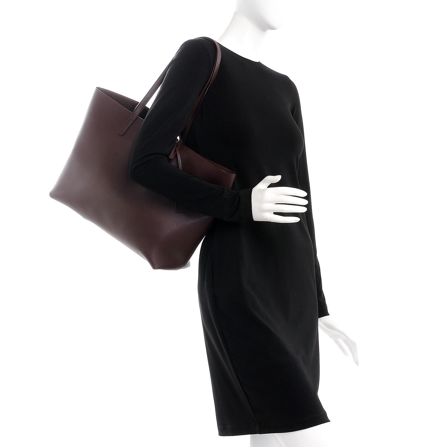 Saint Laurent Calfskin Large Shopping Tote Bordeaux 2 of 8