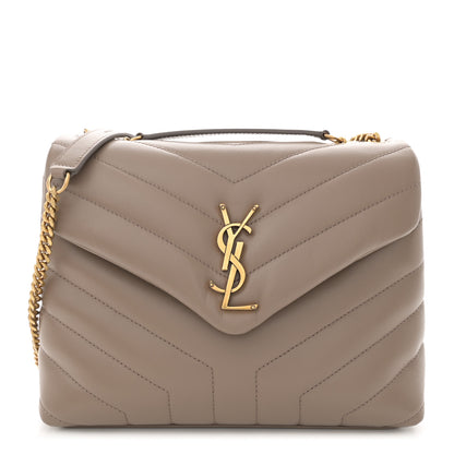 Saint Laurent Calfskin Y Quilted Monogram Small Loulou Chain Satchel Taupe 1 of 12