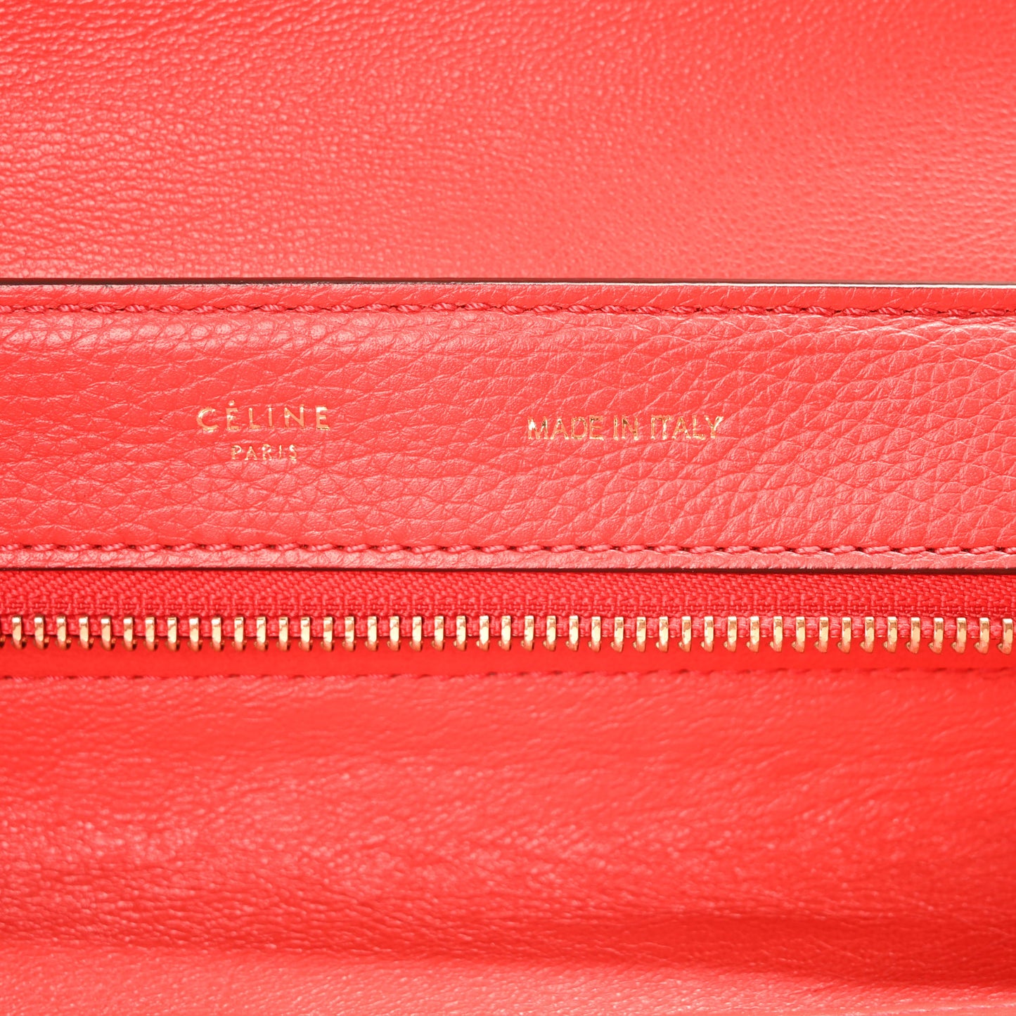 Drummed Calfskin Suede Medium Trapeze Vermillion