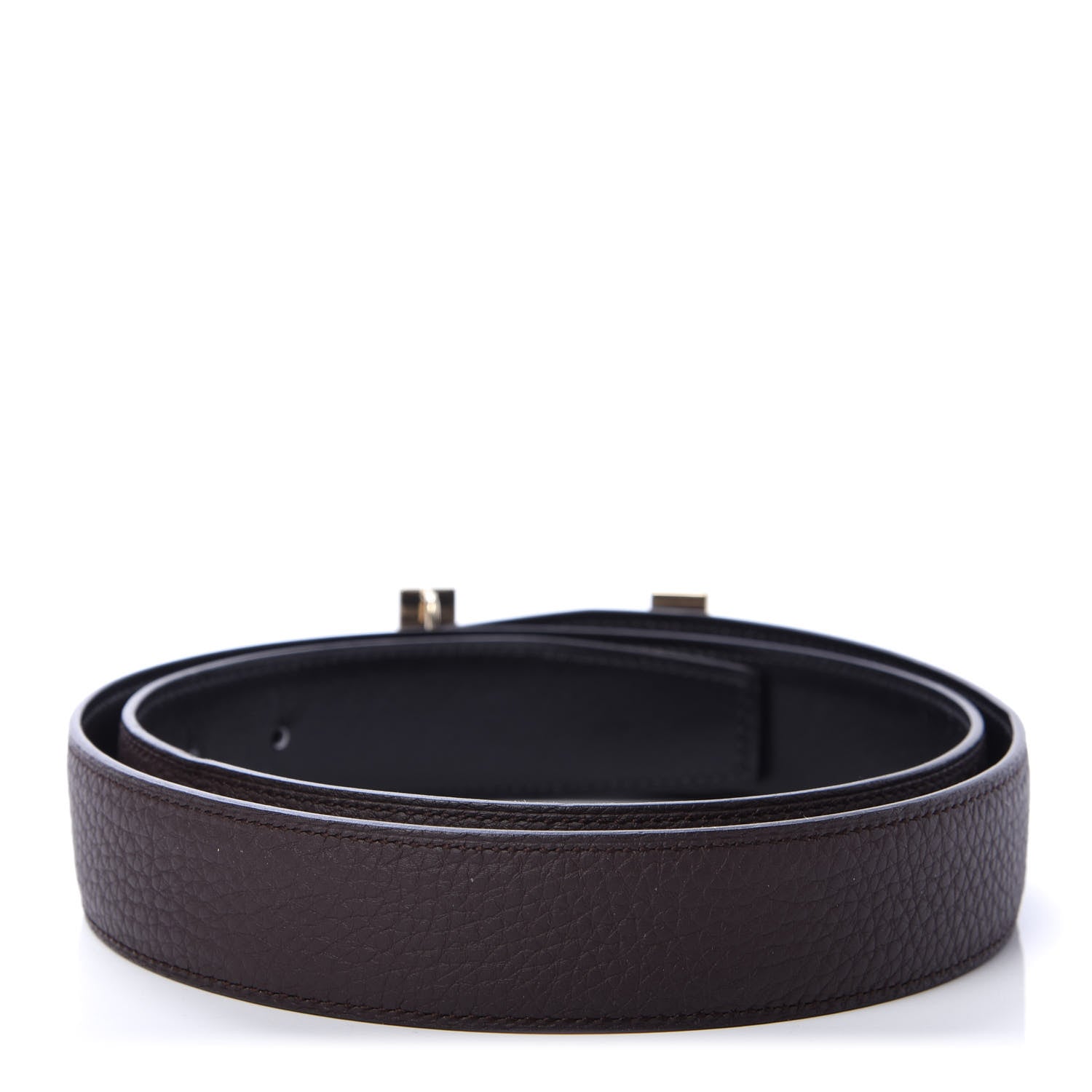 Hermes Box Togo 32mm Quizz H Belt 85 Black Chocolate 2 of 6