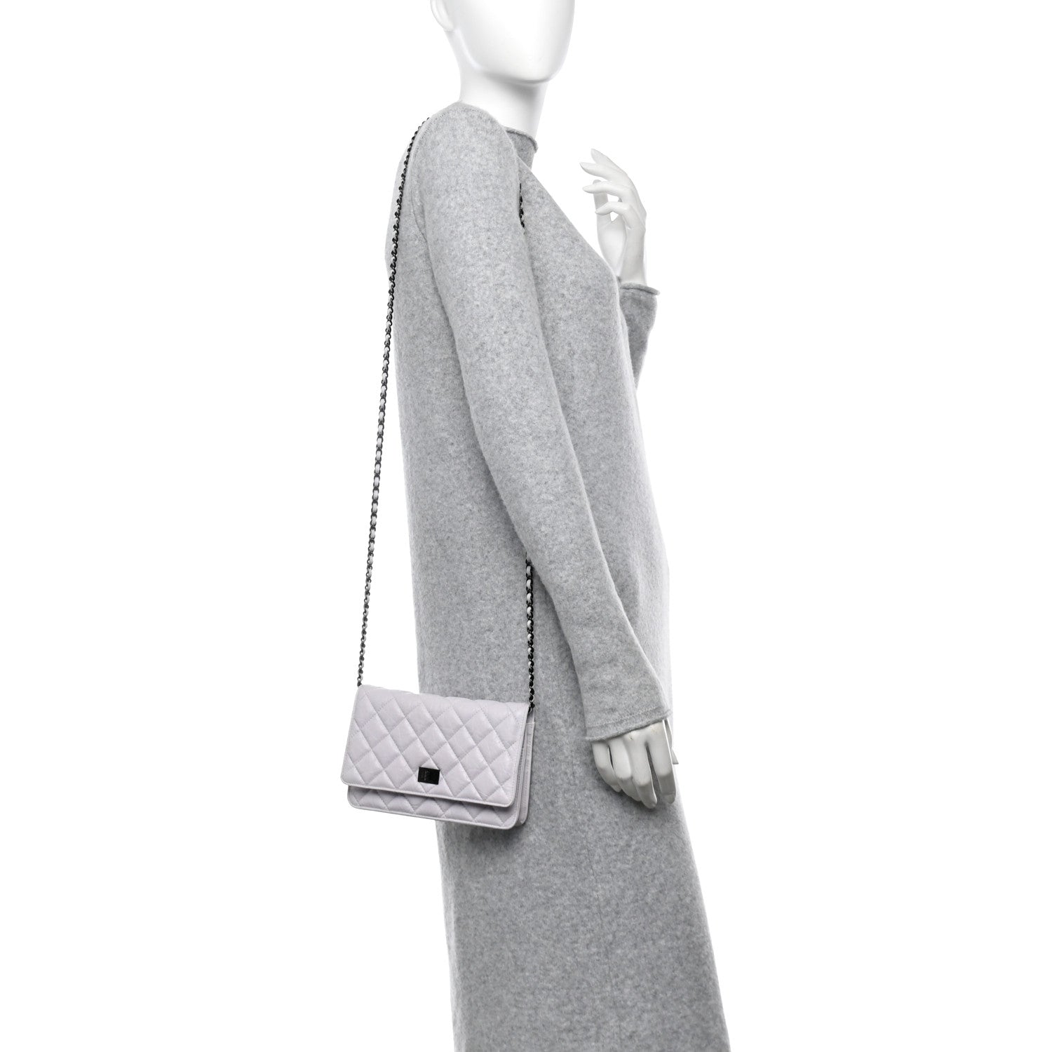 Chanel Aged Calfskin Quilted Reissue Wallet On Chain WOC White 2 of 12