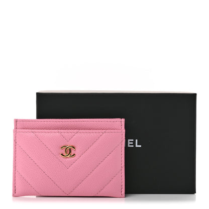 Chanel Shiny Caviar Chevron Quilted Card Holder Pink 9 of 9