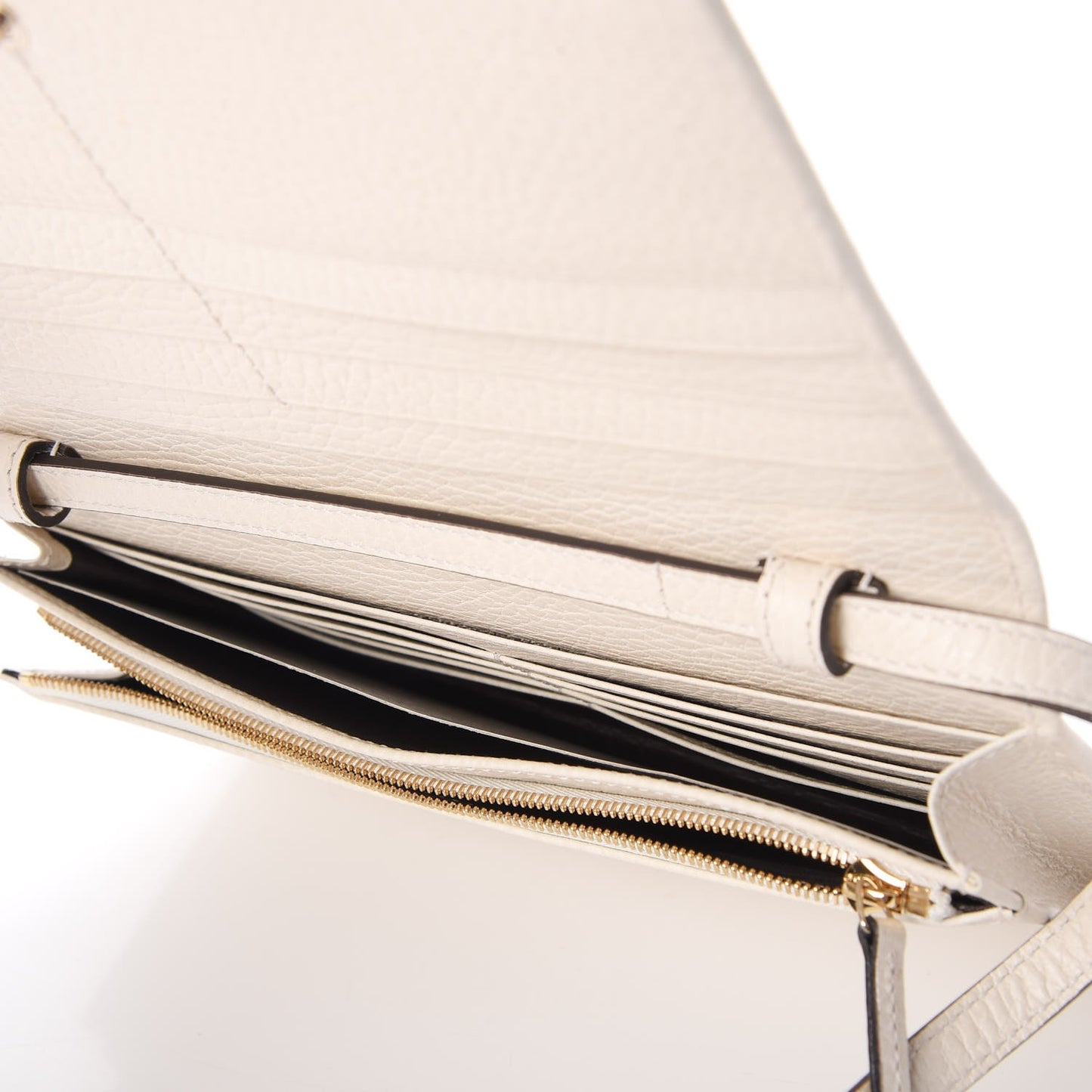 Dollar Calfskin Mini Swing Wallet Bag Mystic White