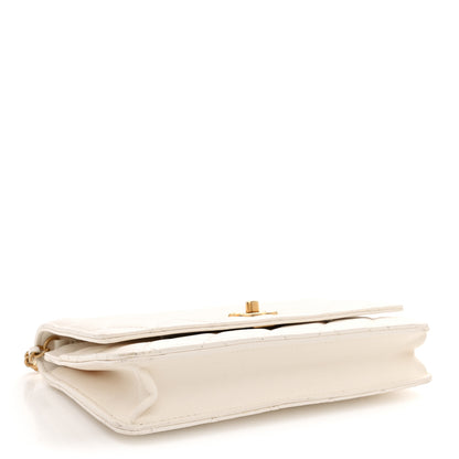 Chanel Lambskin Quilted CC Pearl Crush Wallet on Chain WOC White 4 of 12