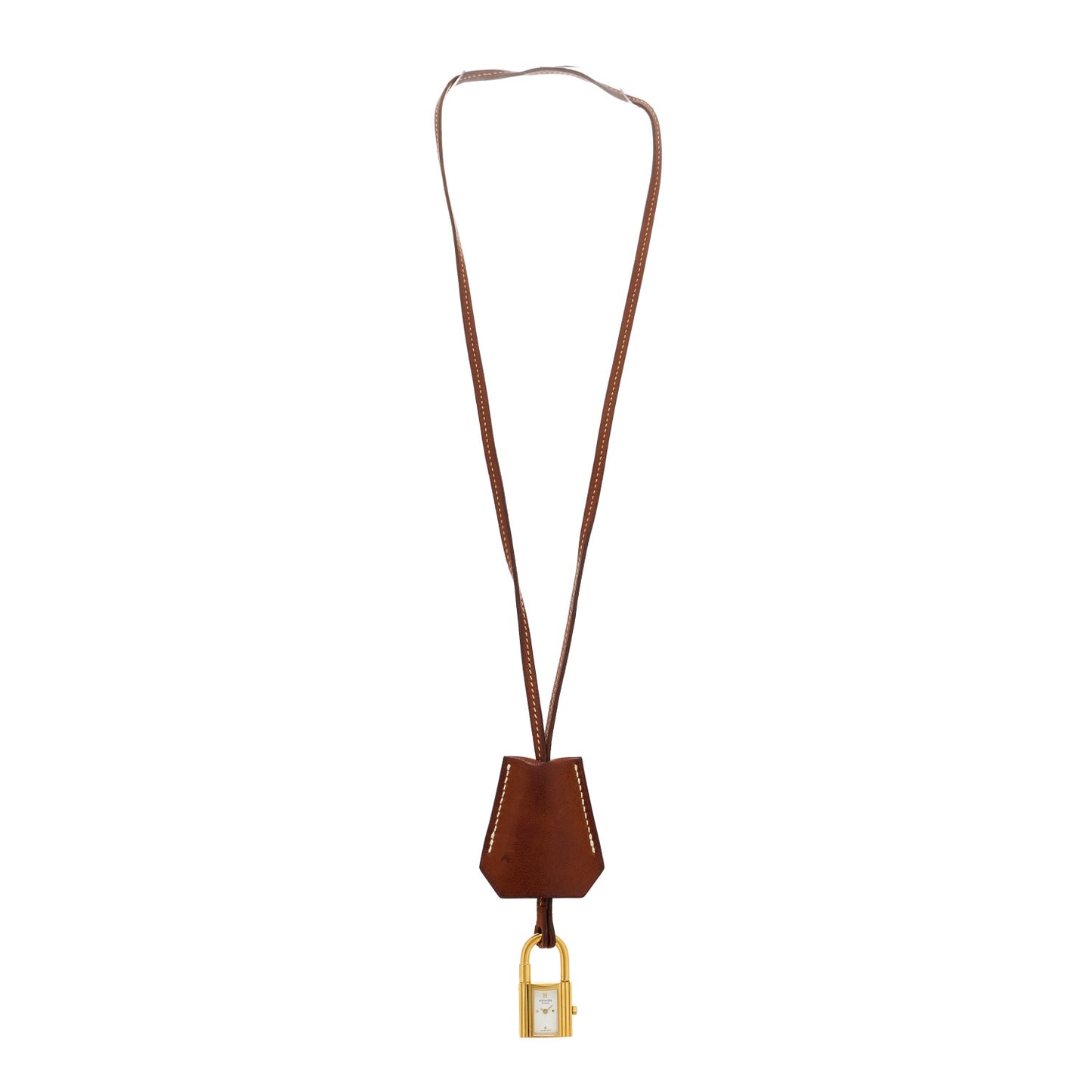 Stainless Steel Barenia Kelly Clochette Necklace Watch Fauve