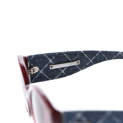 Chanel Acetate Denim Oval Sunglasses 5405 Red Dark Blue 6 of 7