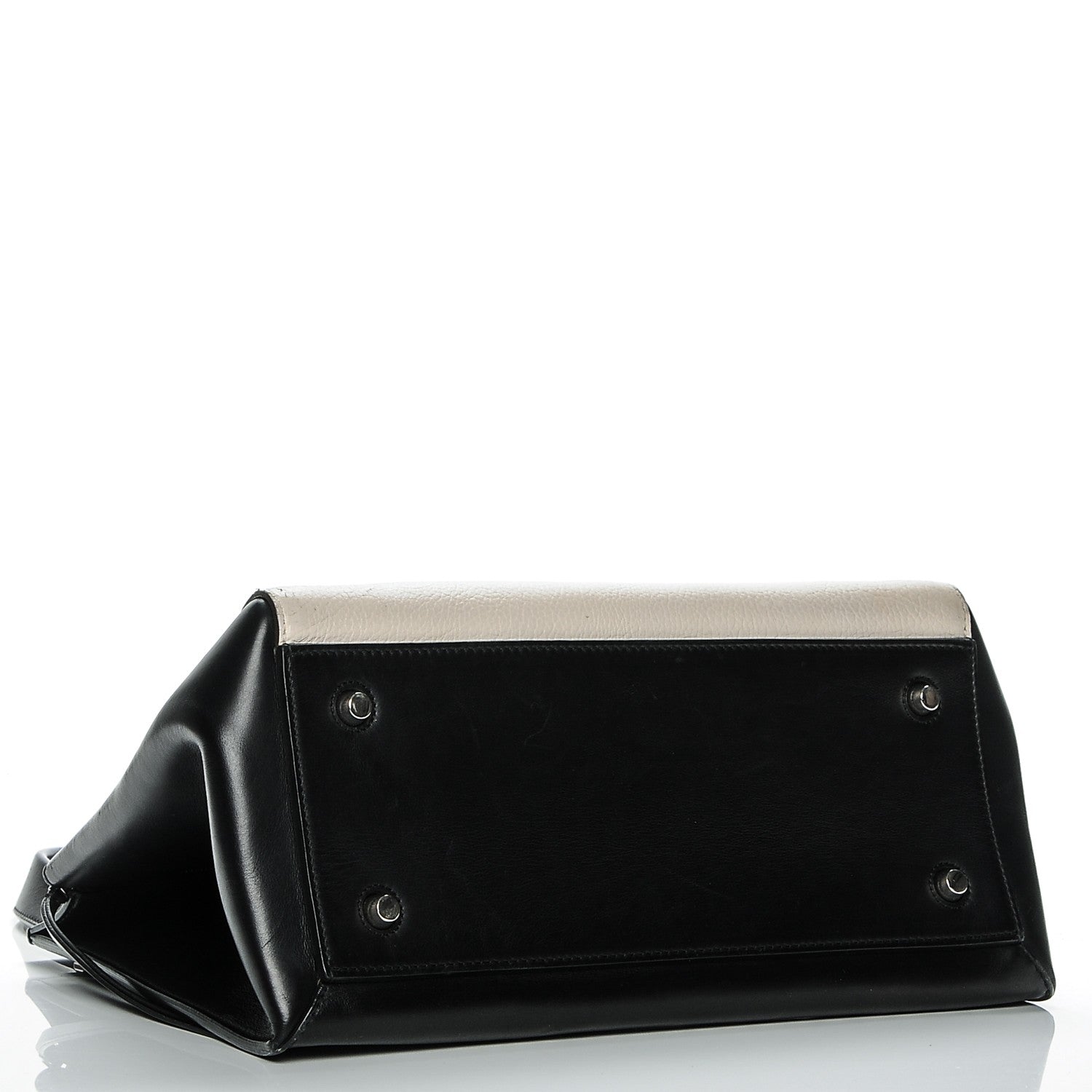 Celine Calfskin Medium Bi-Color Edge Shoulder Bag Cream 4 of 9