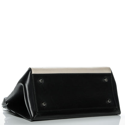 Celine Calfskin Medium Bi-Color Edge Shoulder Bag Cream 4 of 9