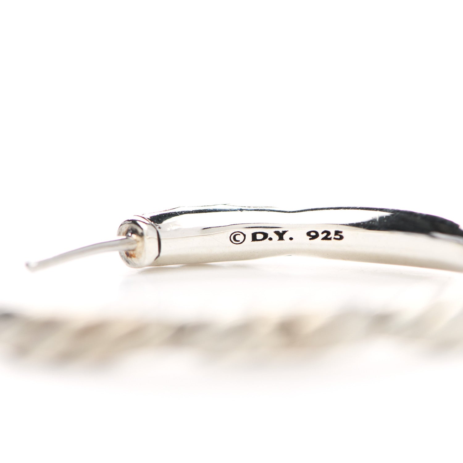 David Yurman Sterling Silver Diamond Tides Hoop Earrings 4 of 4