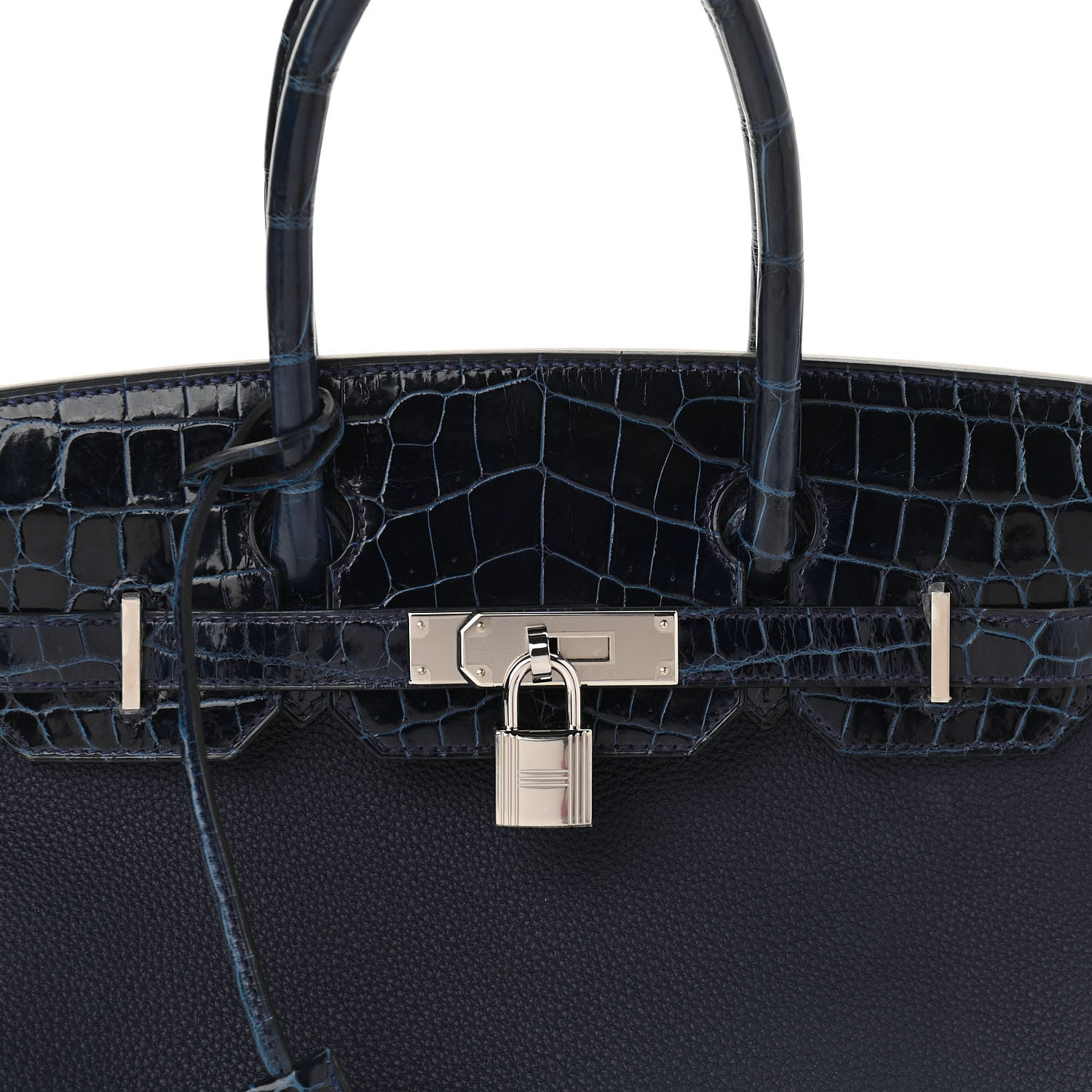 Hermes Togo Shiny Niloticus Crocodile Birkin Touch 30 Bleu Nuit 8 of 10