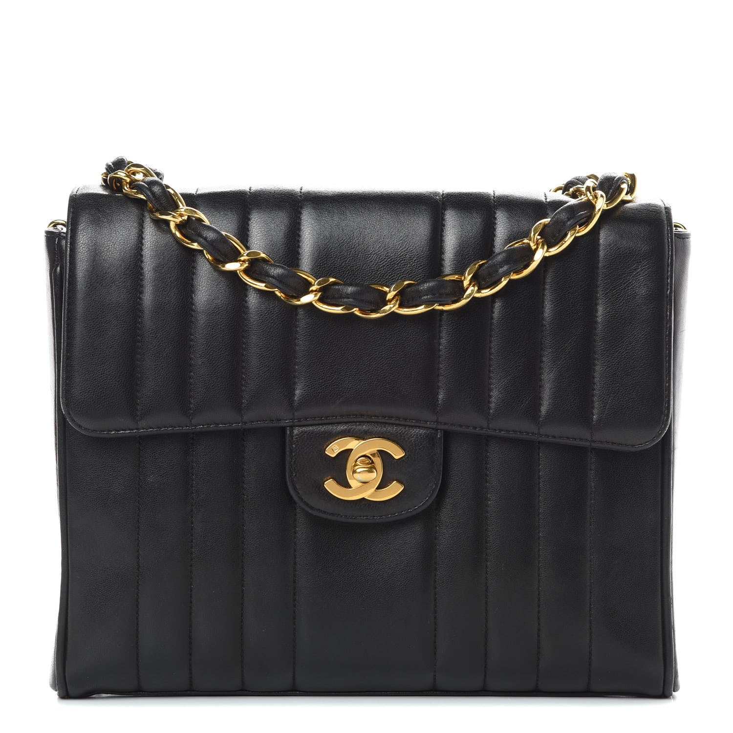 Chanel Lambskin Vertical Quilt Jumbo Single Flap Black 1 of 16