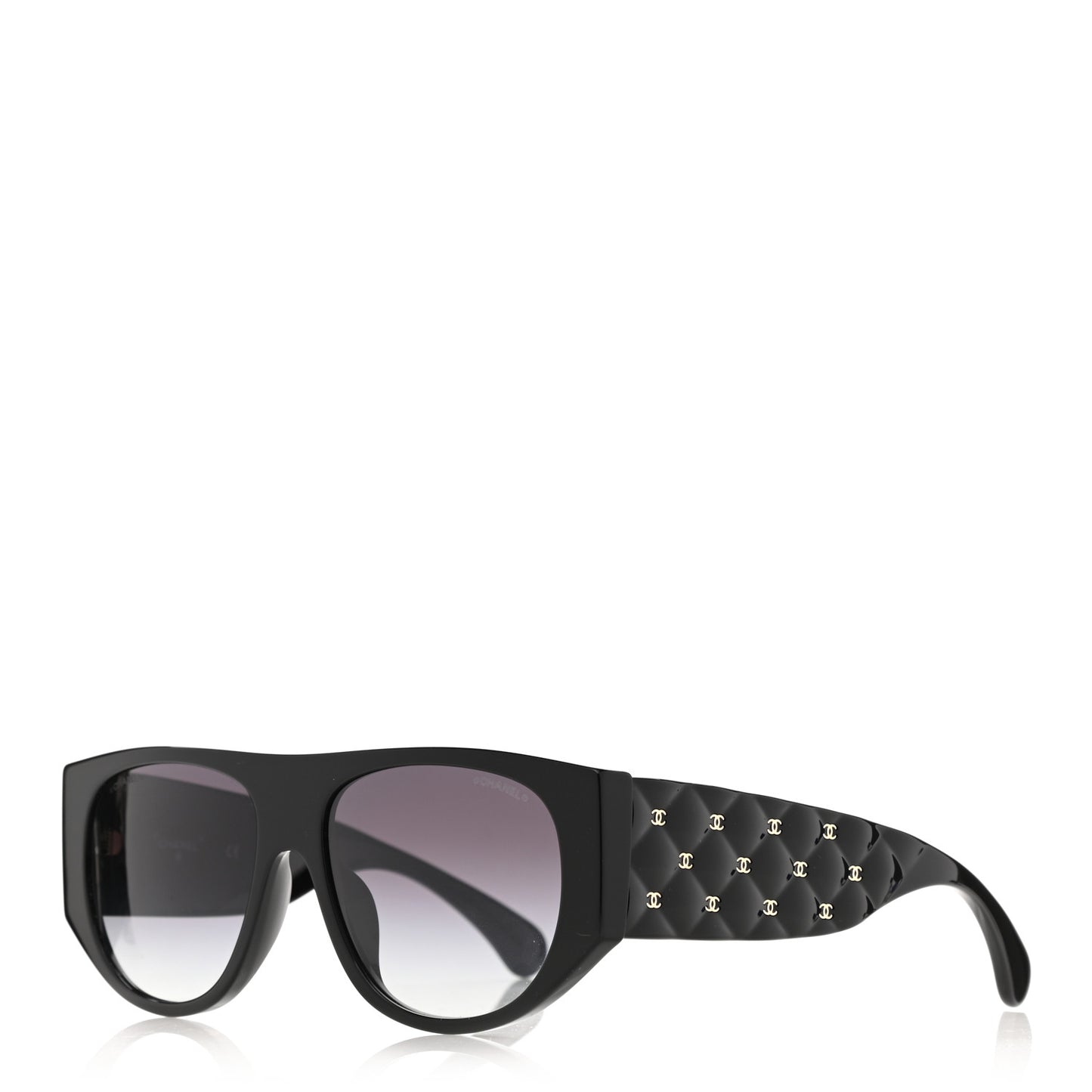 Acetate Quilted CC Pilot Sunglasses 71465 Black