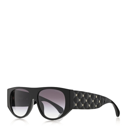 Chanel Acetate Quilted CC Pilot Sunglasses 71465 Black 2 of 8