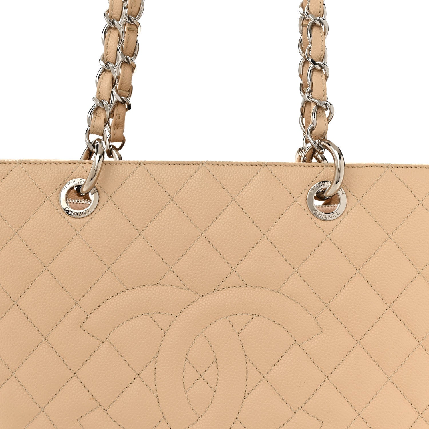 Chanel Caviar Quilted Grand Shopping Tote GST Beige 9 of 15