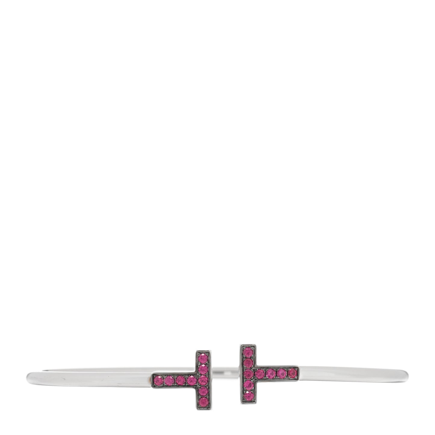 18K White Gold Ruby T Wire Bracelet