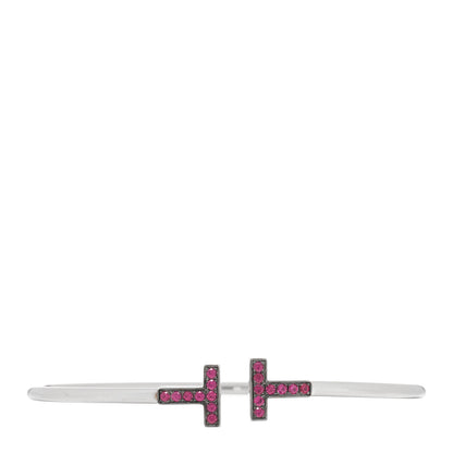 Tiffany 18K White Gold Ruby T Wire Bracelet 1 of 3