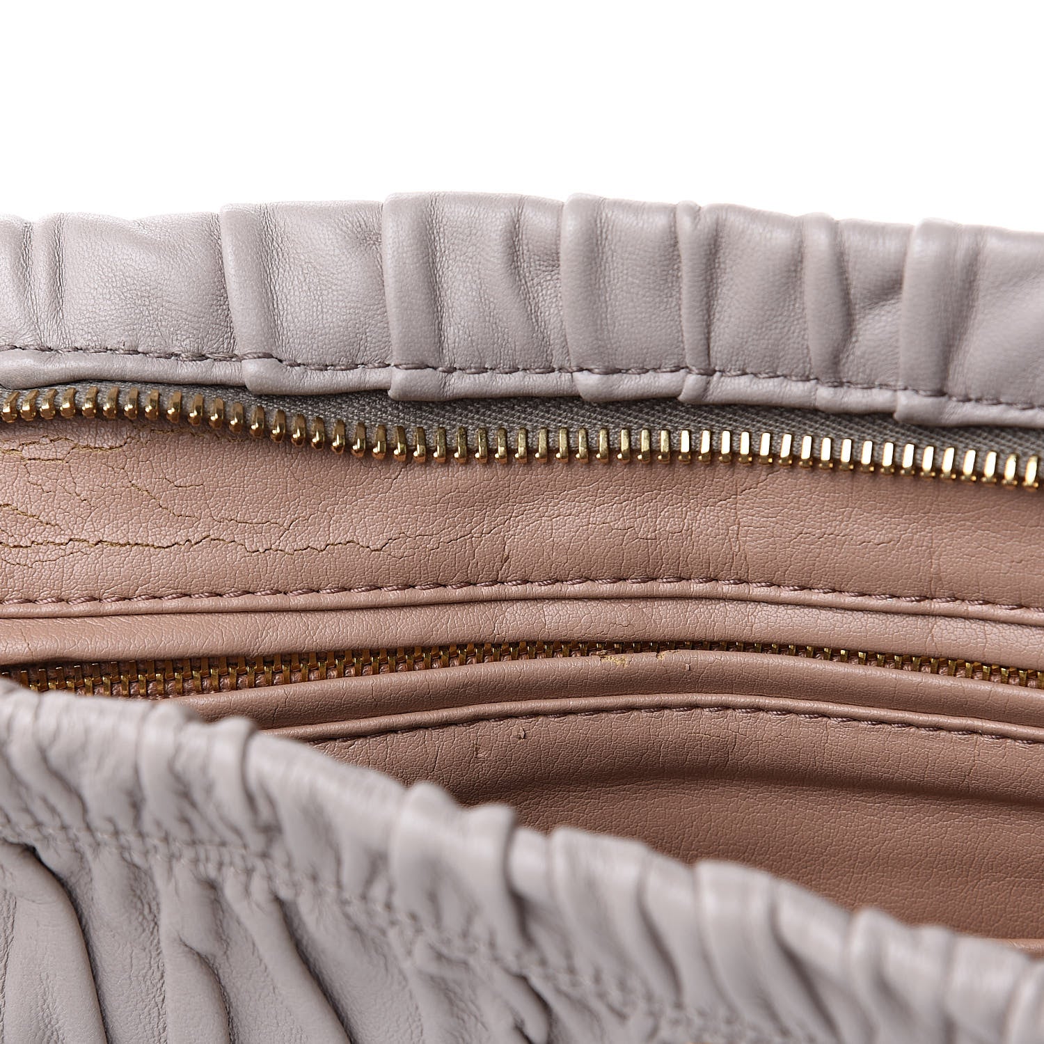 Prada Nappa Gaufre Ruched Clutch Pomice 8 of 10