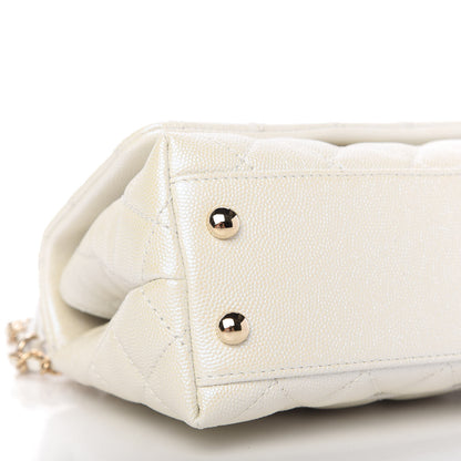 Chanel Iridescent Caviar Quilted Extra Mini Coco Handle Flap White 6 of 10