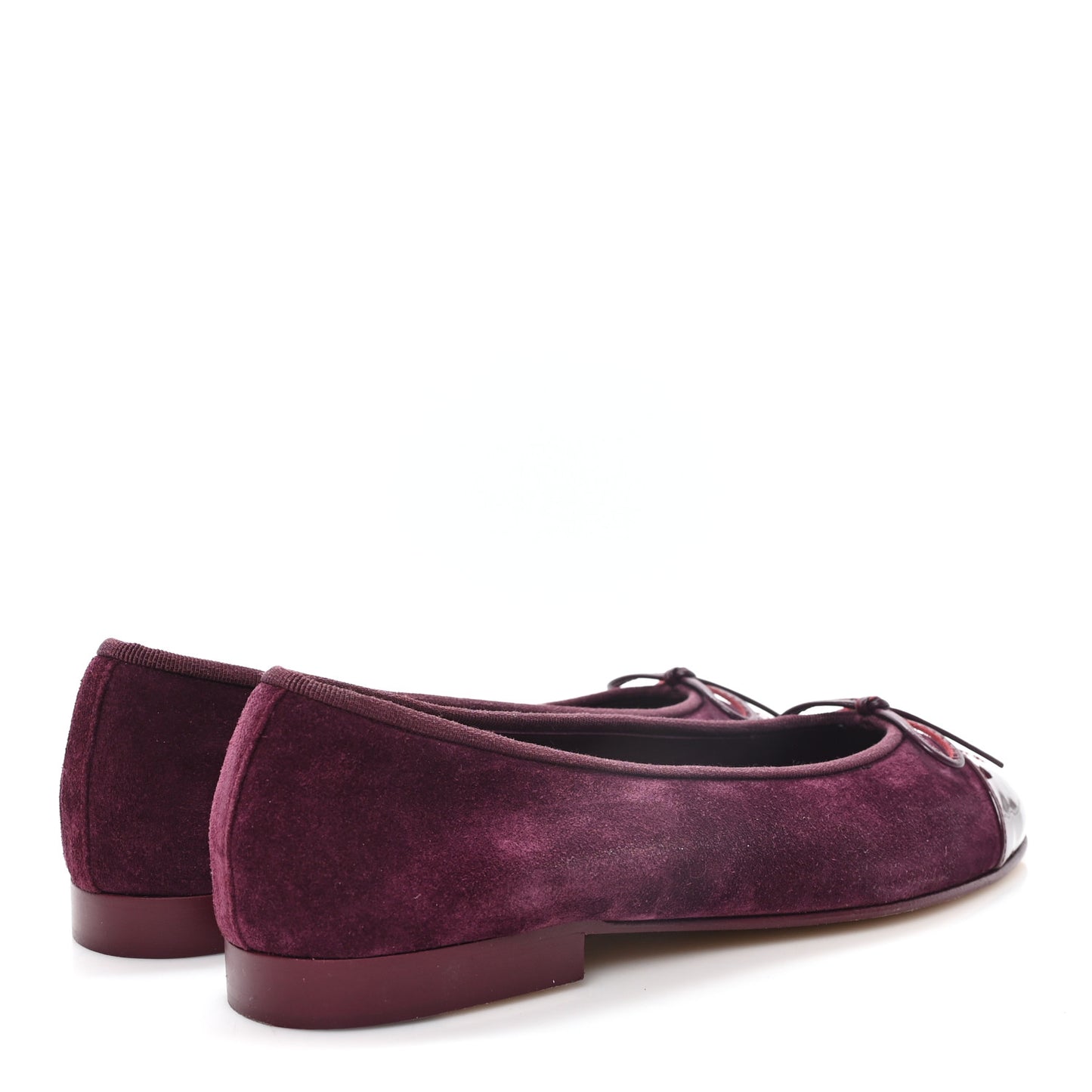 Suede Patent Cap Toe CC Ballerina Flats 38 Burgundy