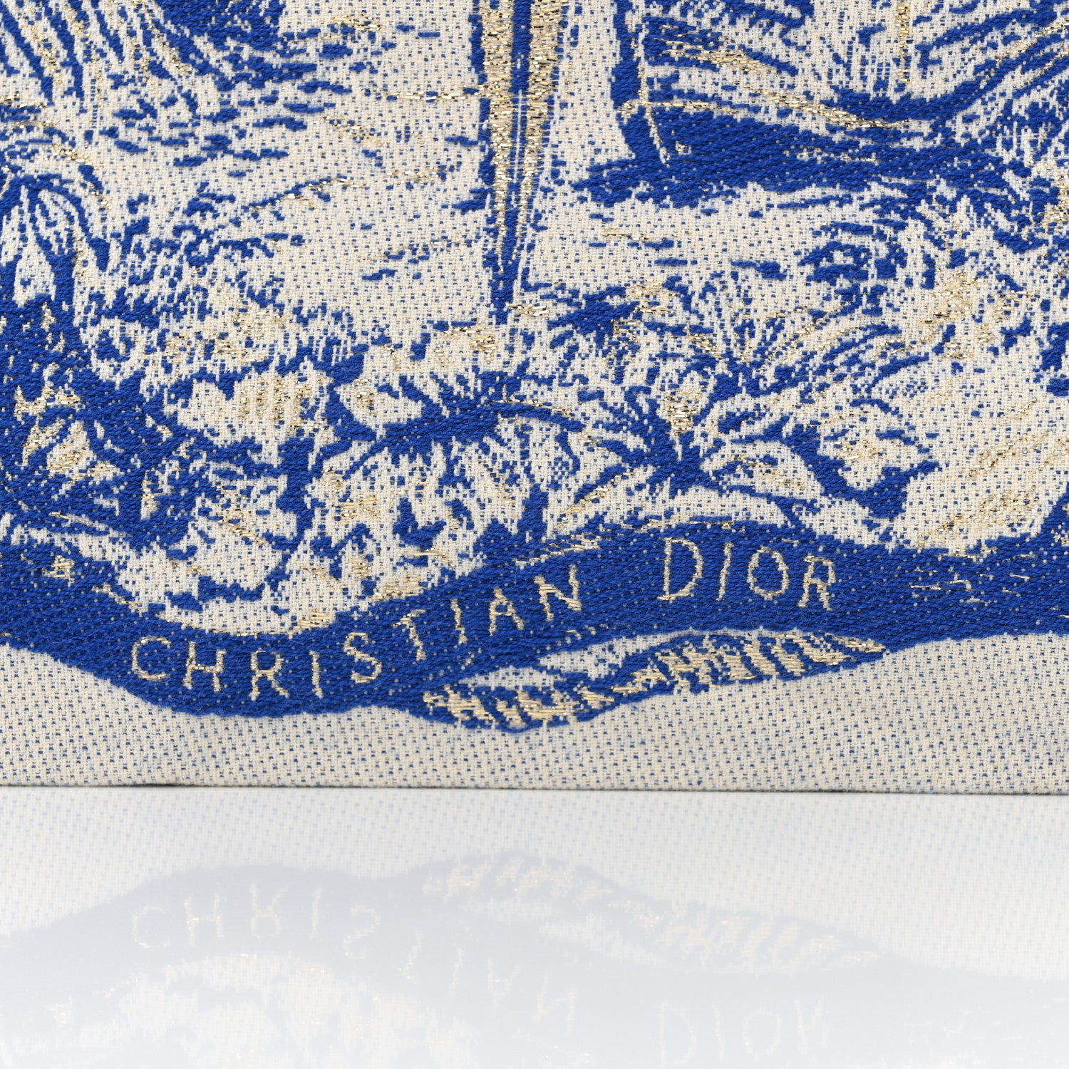 Christian Dior Canvas Print Tote Ivory Blue 11 of 12